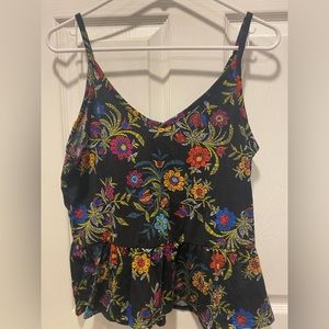 Multicolored floral pattern spaghetti strap shirt